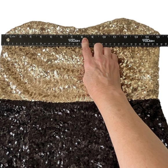 C. Luce Sequined Strapless Gold & Black Dress Size Medium - Picture 8 of 16